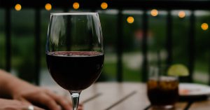 Merlot in a glass Merlot on table