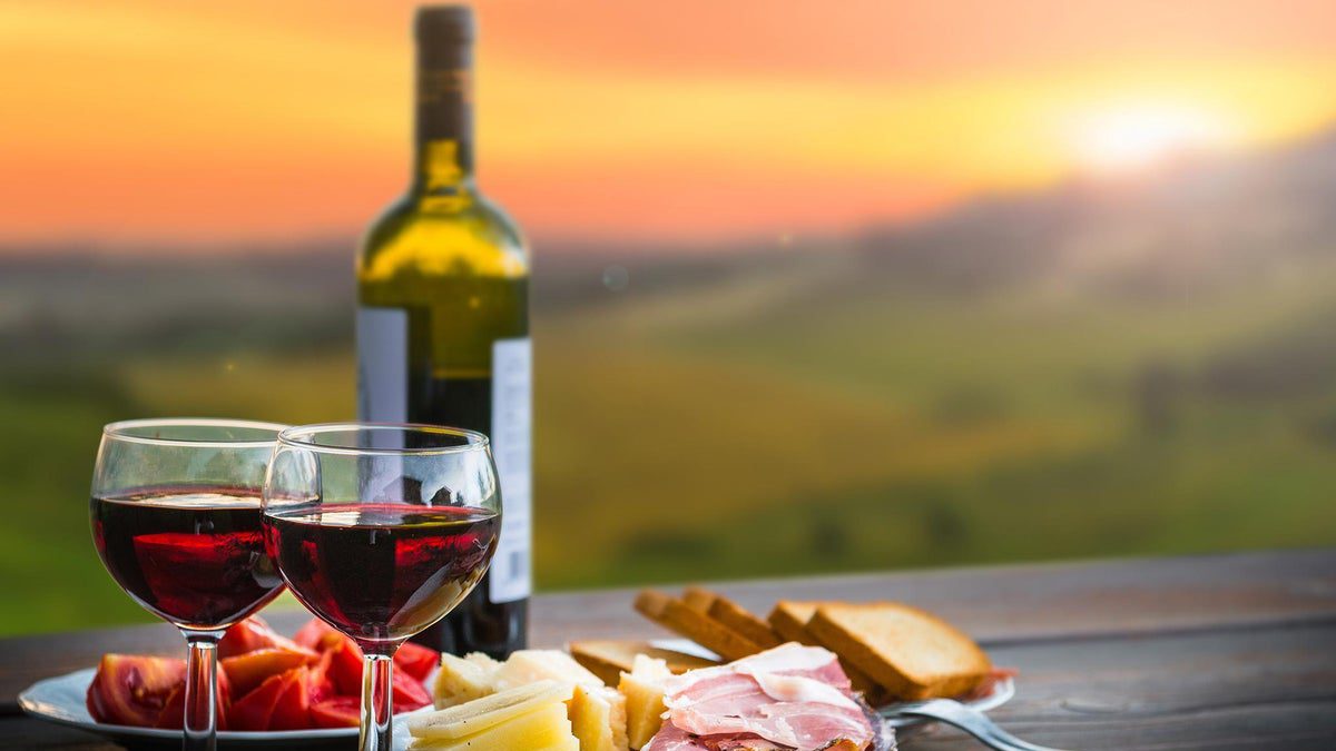 Wine and Cheese during Sunset