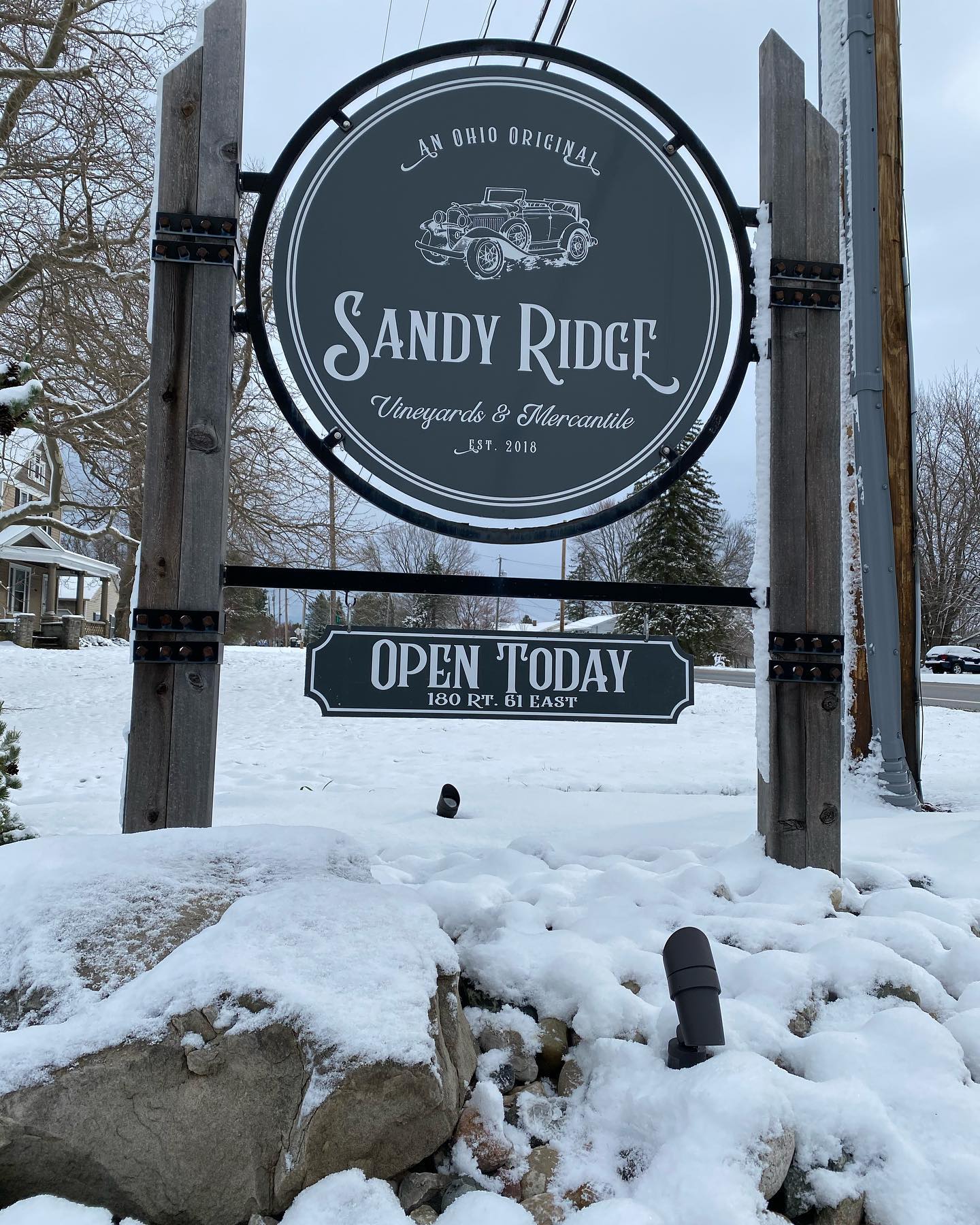 Sandy Ridge Sign Snow November 2021